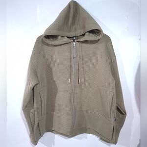 DKNY Women's Tech Pockets Full-Zip Soft Ottoman Hooded Jacket Ribbed Knit XL